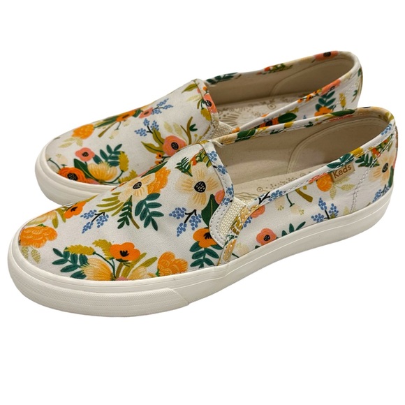 Keds Shoes - Keds x Rifle Paper Co Double Decker Slip On Sneakers White Floral Shoes Size 8.5